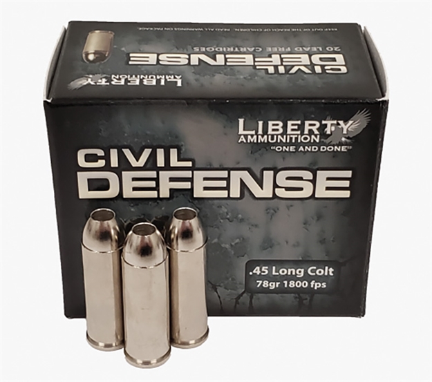 Picture of Liberty Ammunition Lacd45031 Civil Defense  45Colt 78Gr Lead Free Fragmenting Hollow Point 20 Per Box/50 Case 748252054975 -