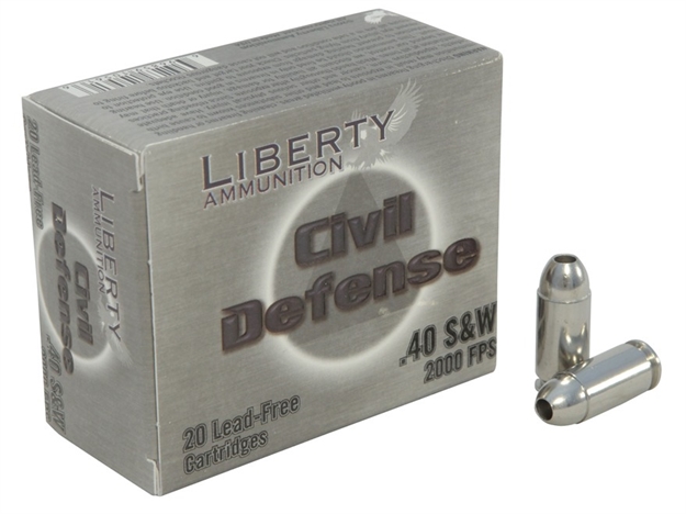 Picture of Liberty Ammunition Lacd40012 Civil Defense  40S&W 60Gr Lead Free Fragmenting Hollow Point 20 Per Box/50 Case 696859105616