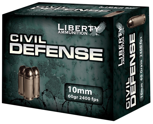Picture of Liberty Ammunition Lacd10032 Civil Defense  10Mmauto 60Gr Lead Free Fragmenting Hollow Point 20 Per Box/50 Case 748252054982 -
