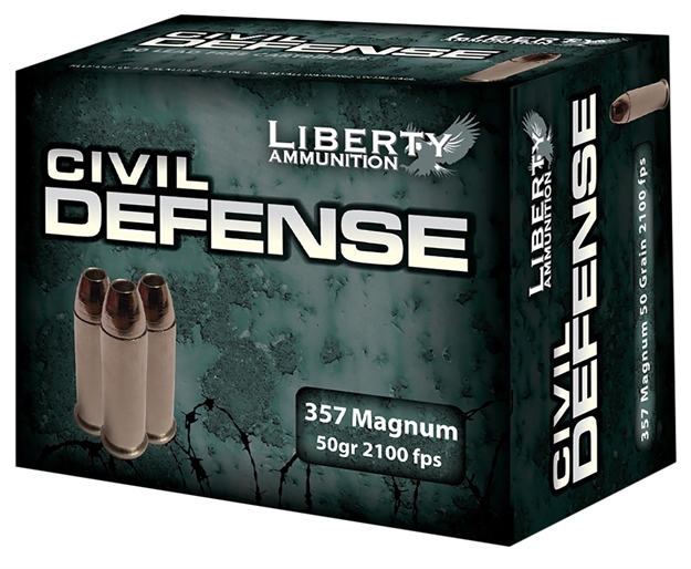 Picture of Liberty Ammunition Lacd357030 Civil Defense  357Mag 50Gr Lead Free Fragmenting Hollow Point 20 Per Box/50 Case LA-CD-357-030