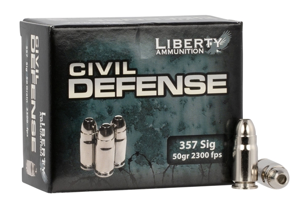 Picture of  Liberty Ammunition Lacd357sig053 Civil Defense  357Sig 50Gr Lead Free Fragmenting Hollow Point 20 Per Box/50 Case 784252888631