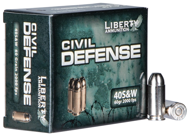Picture of Liberty Ammunition Lacd40012 Civil Defense  40S&W 60Gr Lead Free Fragmenting Hollow Point 20 Per Box/50 Case 696859105616 -