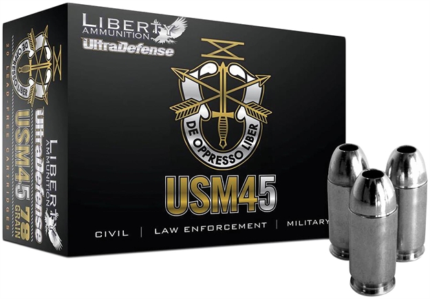 Picture of Liberty Ammunition Lacd45013 Civil Defense  45Acp+P 78Gr Lead Free Fragmenting Hollow Point 20 Per Box/50 Case 696859105609 -