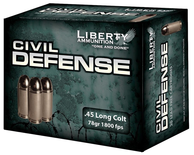 Picture of Liberty Ammunition Lacd45031 Civil Defense  45Colt 78Gr Lead Free Fragmenting Hollow Point 20 Per Box/50 Case 748252054975