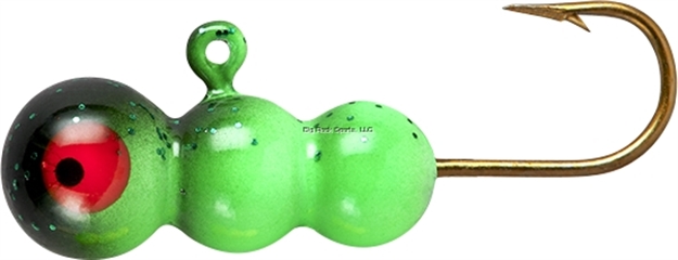 Picture of Lindy #8 Tungsten Ice Worm-Black Chartreuse Green
