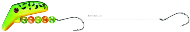 Picture of Lindy Lil' Guy Fishing Rig, 2", W/36" 14 LB Fluorocarbon Leader, Firetiger, Floating