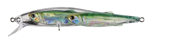 Picture of Livetarget Baitball Glass Minnow Jerkbait, 4 1/4", #4 Hooks, 1/2 Oz, Silver/Green, Suspend