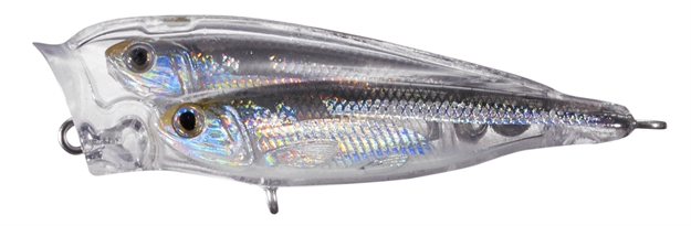 Picture of Livetarget Baitball Glass Minnow Popper, 3", #4 Hooks, 3/8 Oz, Silver/Smoke, Floating