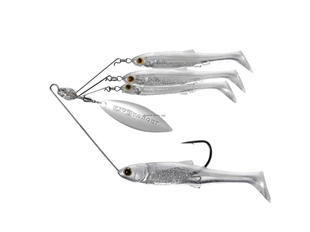 Picture of Livetarget Baitball Spinner Rig, Large, 5/0 Hook, 3/4 Oz, Pearl White/Silver