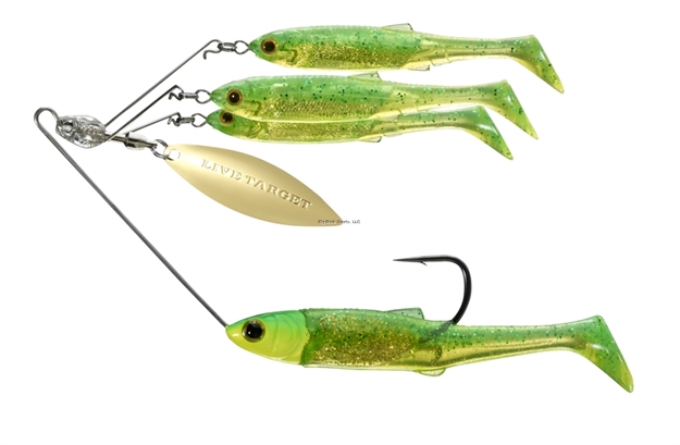 Picture of Livetarget Baitball Spinner Rig, Medium, 4/0 Hook, 3/8 Oz, Lime Chartreuse/Gold