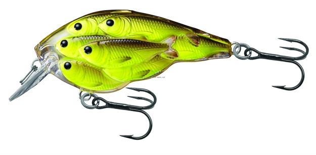 Picture of Livetarget Baitball Yearling Crankbait, 2 3/8", #4 Hooks, 1/2 Oz, Chartreuse/Black, Floating