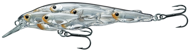 Picture of Livetarget Baitball Yearling Jerkbait, 3 3/4", #4 Hooks, 3/8 Oz, Pearl/Natural, Suspend