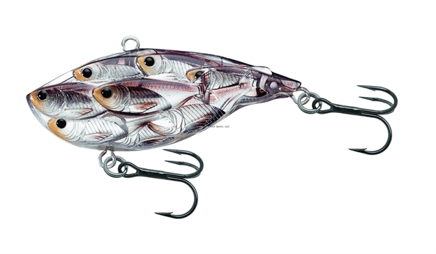 Picture of Livetarget Baitball Yearling Lipless Crankbait, 2 1/2", #4,#6 Hooks, 5/8 Oz, Silver/Black, Sinking