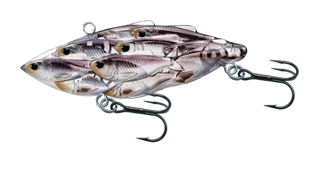 Picture of Livetarget Baitball Yearling Lipless Crankbait, 3", #4 Hooks, 5/8 Oz, Silver/Black, Sinking