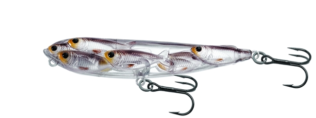 Picture of Livetarget Baitball Yearling Walking Bait, 3 1/2", #6 Hooks, 3/8 Oz, Silver/Black, Floating