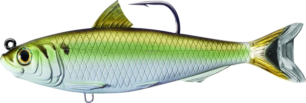 Picture of Livetarget Blueback Herring Swimbait, 4 1/2", 6/0 Hook, 3/4 Oz, Green/Bronze, Medium Slow Sinking