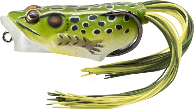 Picture of Livetarget Frog Hollow Body Popper Topwater Lure, 2 1/2", 5/0 Hook, 1/2 Oz, Green/Yellow, Floating