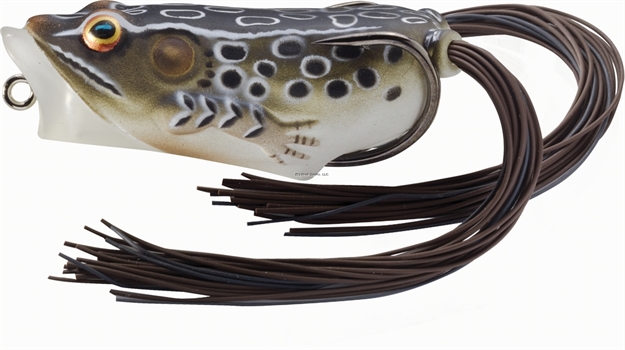 Picture of Livetarget Frog Hollow Body Popper Topwater Lure, 2", 3/0 Hook, 3/8 Oz, Brown/Black, Floating