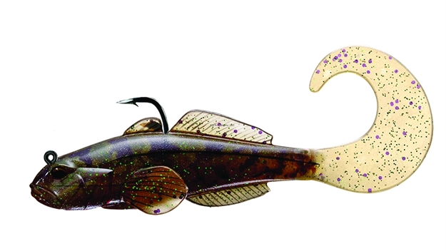 Picture of Livetarget Goby Curly Tail Pre-Rigged Jig, 3 1/4", 1/0 Hook, 1/2 Oz, Brown/Pumpkin