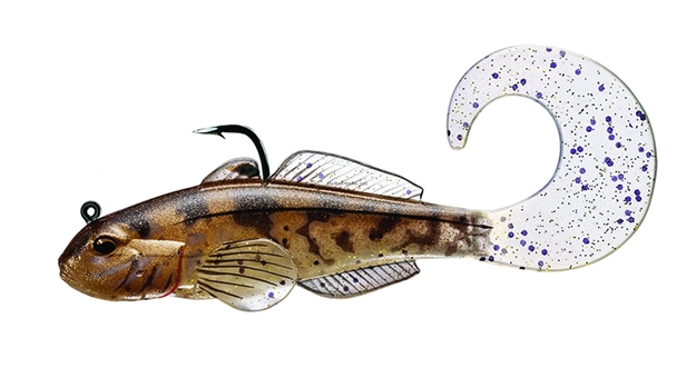 Picture of Livetarget Goby Curly Tail Pre-Rigged Jig, 4", 3/0 Hook, 1 Oz, Natural/Bronze