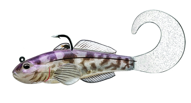 Picture of Livetarget Goby Curly Tail Pre-Rigged Jig, 4", 3/0 Hook, 1 Oz, Violet/Smoke