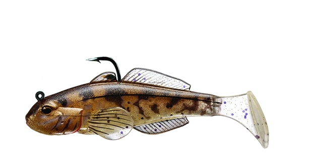 Picture of Livetarget Goby Paddle Tail Pre-Rigged Jig, 3 1/4", 1/0 Hook, 1/2 Oz, Natural/Bronze