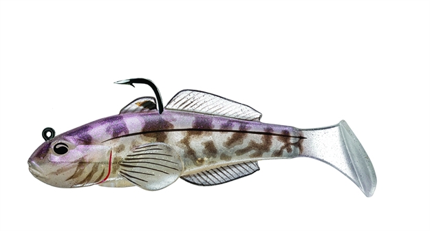 Picture of Livetarget Goby Paddle Tail Pre-Rigged Jig, 3 1/4", 1/0 Hook, 1/2 Oz, Violet/Smoke