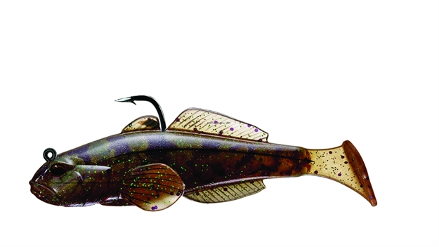 Picture of Livetarget Goby Paddle Tail Pre-Rigged Jig, 3 5/8", 2/0 Hook, 3/4 Oz, Brown/Pumpkin