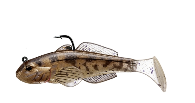 Picture of Livetarget Goby Paddle Tail Pre-Rigged Jig, 3 5/8", 2/0 Hook, 3/4 Oz, Natural/Bronze