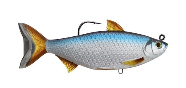 Picture of Livetarget Golden Shiner Swimbait, 6 1/2", 11/0 Hook, 2 1/2 Oz, Silver/Blue, Medium Slow Sinking