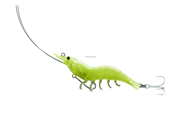 Picture of Livetarget Hybrid Shrimp Pre-Rigged Jig, 3 1/2", 3/8 Oz, #8,#6 Hooks, Glow, Sinking