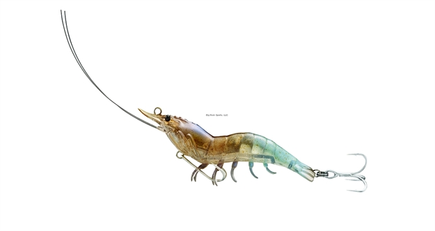 Picture of Livetarget Hybrid Shrimp Pre-Rigged Jig, 3 1/2", 3/8 Oz, #8,#6 Hooks, White, Sinking