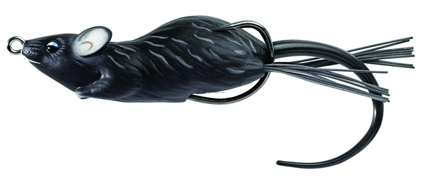 Picture of Livetarget Mouse Hollow Body Topwater Lure, 2 1/4", 1/0 Hook, 3/8 Oz, Black/Black, Floating