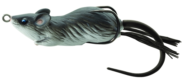 Picture of Livetarget Mouse Hollow Body Topwater Lure, 2 1/4", 1/0 Hook, 3/8 Oz, Black/White, Floating