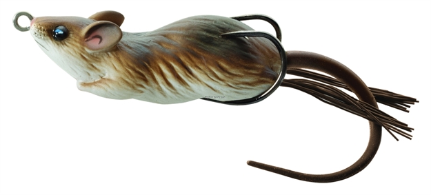 Picture of Livetarget Mouse Hollow Body Topwater Lure, 2 1/4", 1/0 Hook, 3/8 Oz, Brown/White, Floating