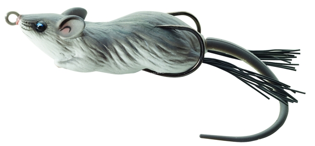 Picture of Livetarget Mouse Hollow Body Topwater Lure, 2 1/4", 1/0 Hook, 3/8 Oz, Grey/White, Floating