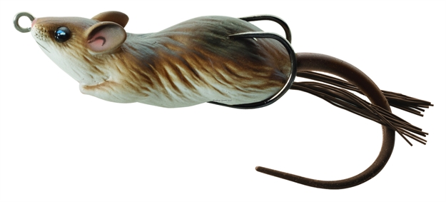 Picture of Livetarget Mouse Hollow Body Topwater Lure, 2 3/4", 2/0 Hook, 1/2 Oz, Brown/White, Floating