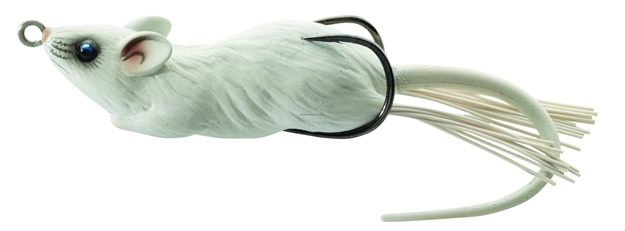 Picture of Livetarget Mouse Hollow Body Topwater Lure, 2 3/4", 2/0 Hook, 1/2 Oz, White/White, Floating