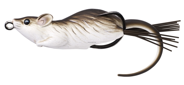 Picture of Livetarget Mouse Hollow Body Topwater Lure, 3 1/2", 4/0 Hook, 1 Oz, Brown/White, Floating