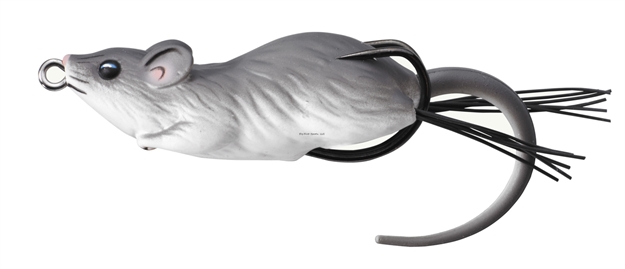 Picture of Livetarget Mouse Hollow Body Topwater Lure, 3 1/2", 4/0 Hook, 1 Oz, Grey/White, Floating