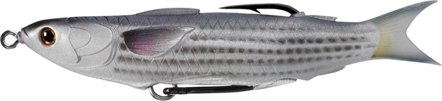 Picture of Livetarget Mullet Hollow Body Topwater Lure, 3 3/4", 4/0 SW Hooks, 3/8 Oz, Natural/Black, Floating