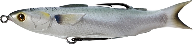 Picture of Livetarget Mullet Hollow Body Topwater Lure, 5 1/3", 8/0 SW Hooks, 5/8 Oz, Silver, Floating