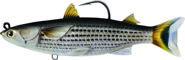 Picture of Livetarget Mullet Swimbait, 4 1/2", 7/0 Hook, 1 Oz, Silver/Black, Medium Slow Sinking
