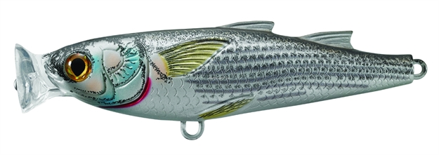 Picture of Livetarget Mullet Topwater Popper, 3 1/2", 3/4 Oz, #4 Hooks, Natural & Matte, Floating