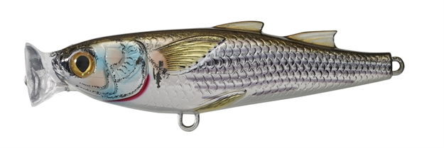 Picture of Livetarget Mullet Topwater Popper, 4 3/4", 1 1/4 Oz, #1 Hooks, Silver & Brown, Floating