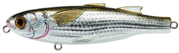 Picture of Livetarget Mullet Topwater Walking Bait, 4 3/4", 1 3/16 Oz, #1 Hooks, Silver & Brown, Floating