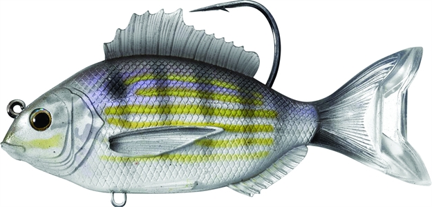 Picture of Livetarget Pinfish Swimbait, 3 1/2", 5/0 Hook, 3/4 Oz, Silver/Violet, Medium Slow Sinking