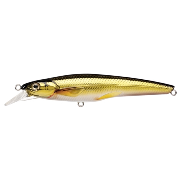 Picture of Livetarget Rainbow Smelt Shallow Dive Jerkbait, 3'-4', 2 3/4", #8 Hooks, 1/8 Oz, Gold/Black, Suspending