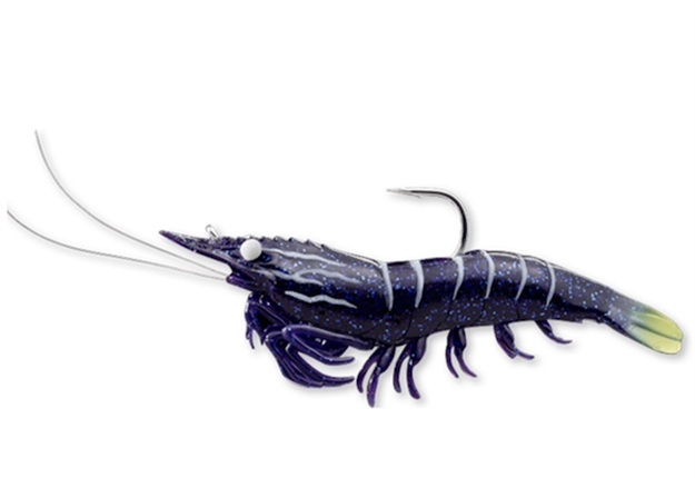 Picture of Livetarget Rigged Shrimp Soft Bait W/Rattle, 3", 1/4 Oz, Black Tiger, Sinking, 4/Pack