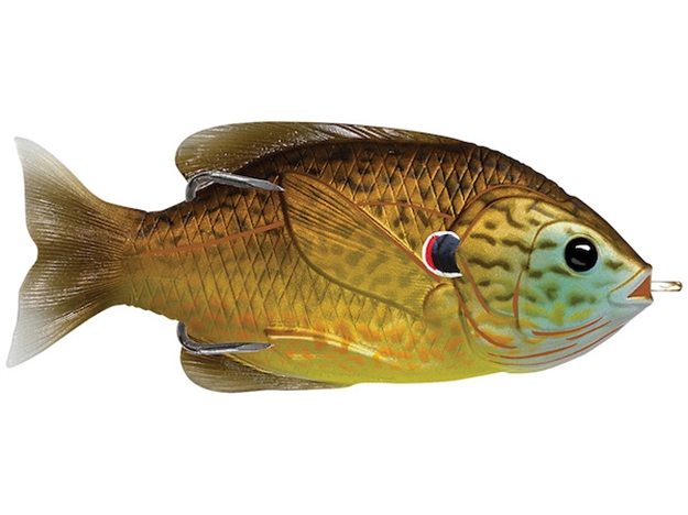 Picture of Livetarget Sunfish Hollow Body Topwater Lure, 3 1/2", 4/0 Hook, 5/8 Oz, Copper Pumpkinseed, Floating